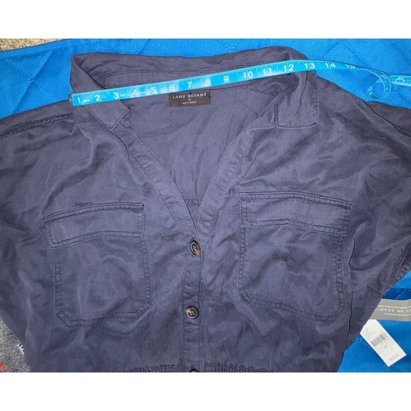 Lane Bryant Utility Jumpsuit Size 24 Navy Blue Button Front Belted NWT - Picture 10 of 12